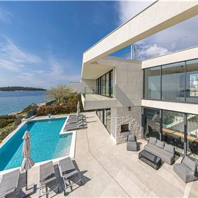3 x 5 bedroom seafront villa with heated infinity pool near Rogoznica, sleeps 10